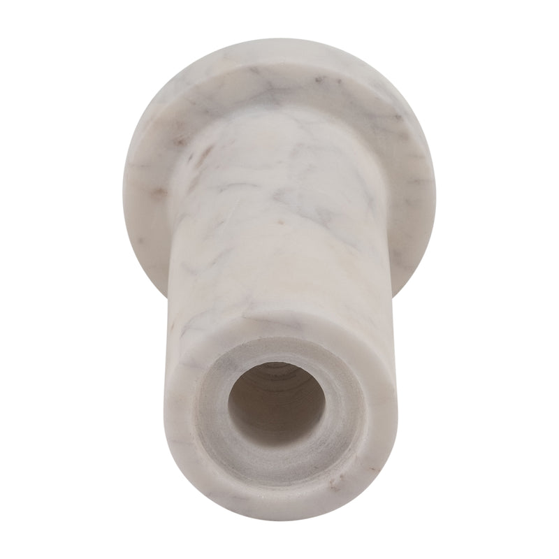 MARBLE,5H,TAPER CANDLE HOLDER W/FLAT BASE,WHITE