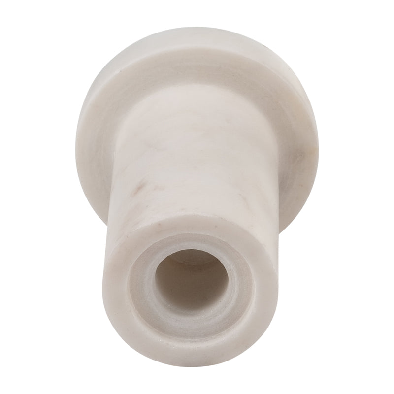 MARBLE,4H,TAPER CANDLE HOLDER W/FLAT BASE,WHITE