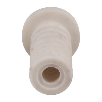 MARBLE,5H,RIBBED TAPER CANDLE HOLDER ,WHITE