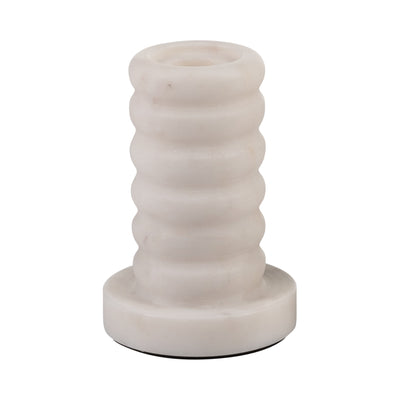 MARBLE,4H,RIBBED TAPER CANDLE HOLDER ,WHITE