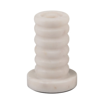 MARBLE,4H,RIBBED TAPER CANDLE HOLDER ,WHITE