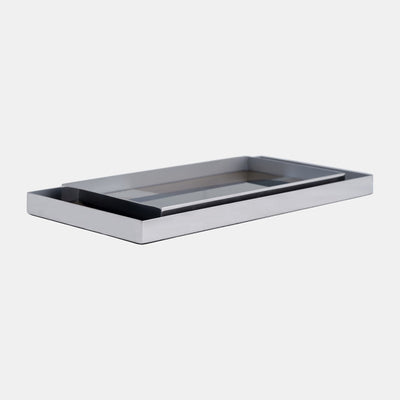 S/2 16/20L, Metal/Glass Tray, Nickel/Multi