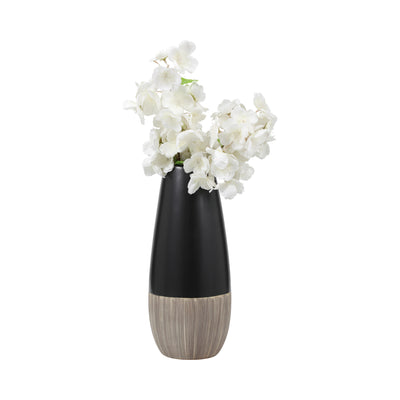 CER, 13H 2-TONE VASE, CREME/BLK