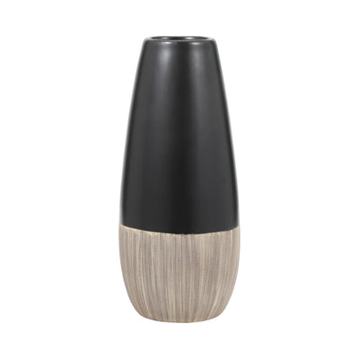 CER, 13H 2-TONE VASE, CREME/BLK