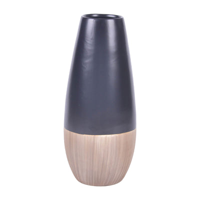 CER, 17H 2-TONE VASE, CREME/BLACK