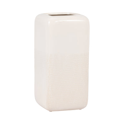 CER, 12 SQUARED GROOVED VASE, IVORY