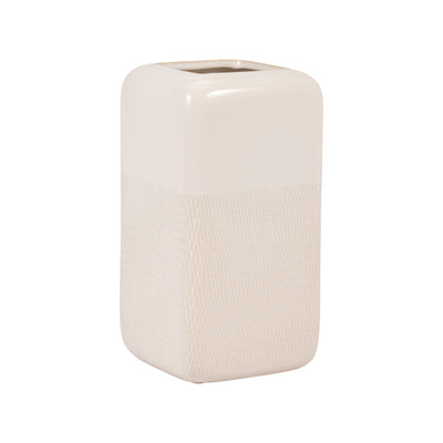 CER, 10 SQUARED GROOVED VASE, IVORY