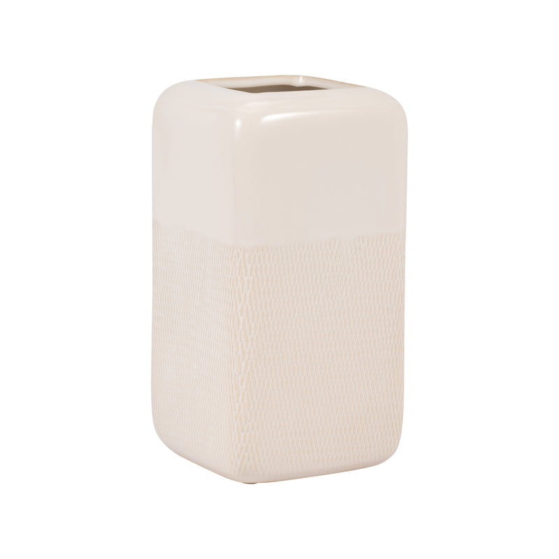 CER, 10 SQUARED GROOVED VASE, IVORY