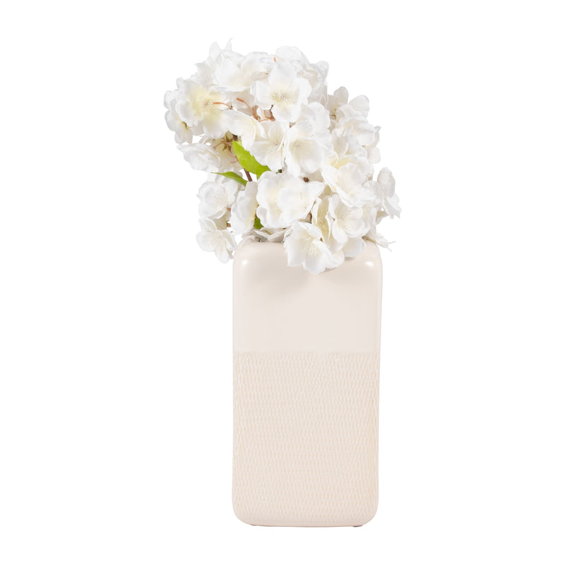 CER, 10 SQUARED GROOVED VASE, IVORY