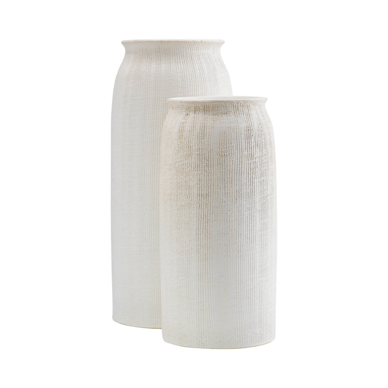 CER, 13H RIDGED VASE, WHITE