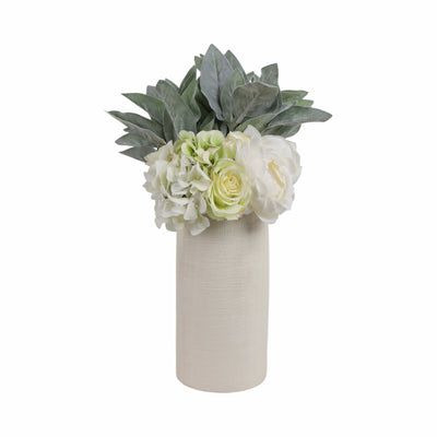 CER, 13H RIDGED VASE, WHITE