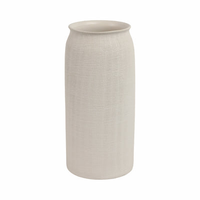 CER, 13H RIDGED VASE, WHITE