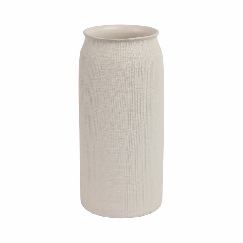 CER, 13H RIDGED VASE, WHITE