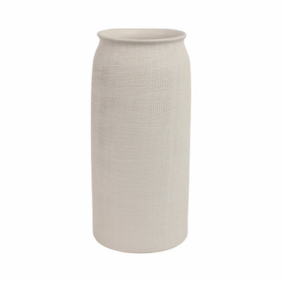 CER, 13H RIDGED VASE, WHITE