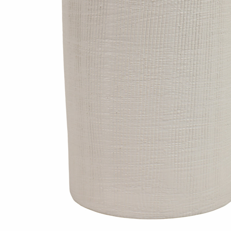 CER, 13H RIDGED VASE, WHITE