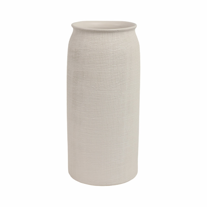 CER, 13H RIDGED VASE, WHITE