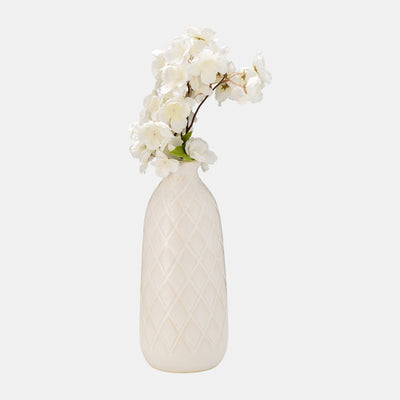 CER, 12 PLAID TEXTURED VASE, BEIGE