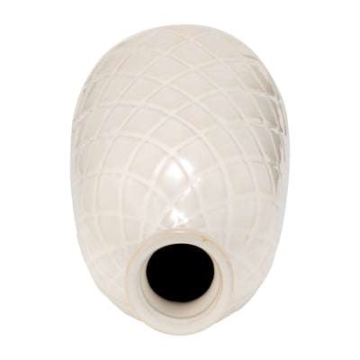 CER, 12 PLAID TEXTURED VASE, BEIGE