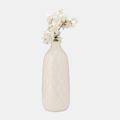 CER, 16 PLAID TEXTURED VASE, BEIGE