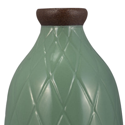 CER, 16 PLAID TEXTURED VASE, DARK SAGE