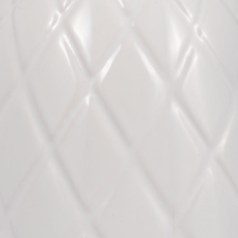 CER, 12 PLAID TEXTURED VASE, WHITE