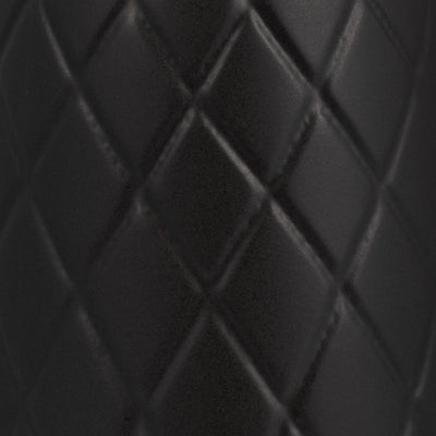 CER, 12 PLAID TEXTURED VASE, BLACK