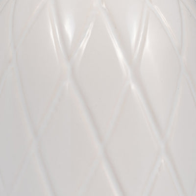 CER, 9 PLAID TEXTURED VASE, WHITE