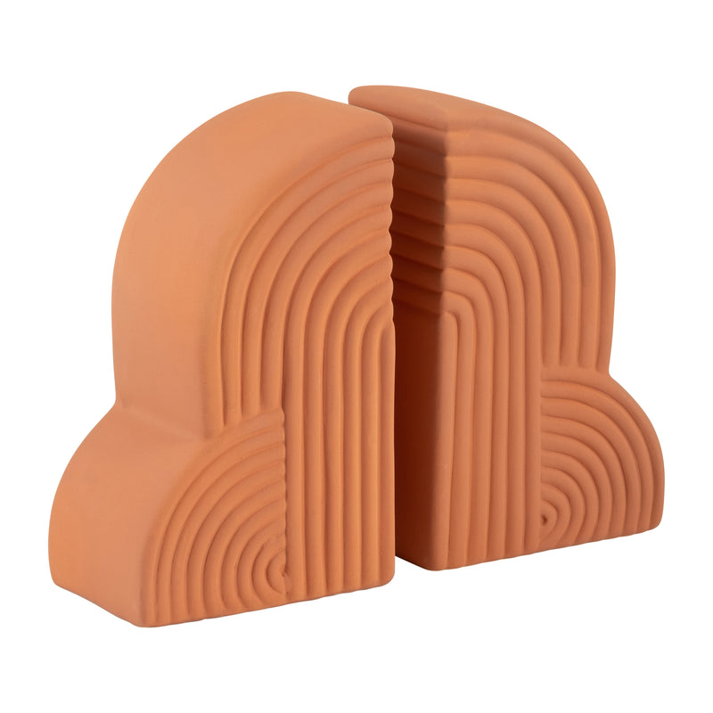 CER, S/2 13X10 ARCHES BOOKENDS, TERRACOTTA