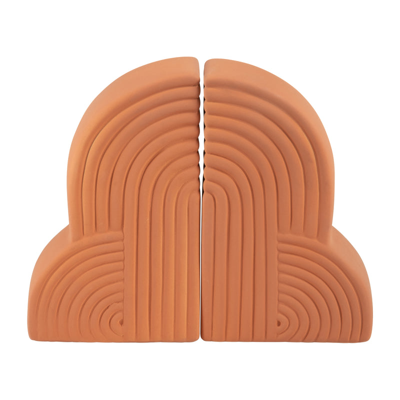 CER, S/2 13X10 ARCHES BOOKENDS, TERRACOTTA