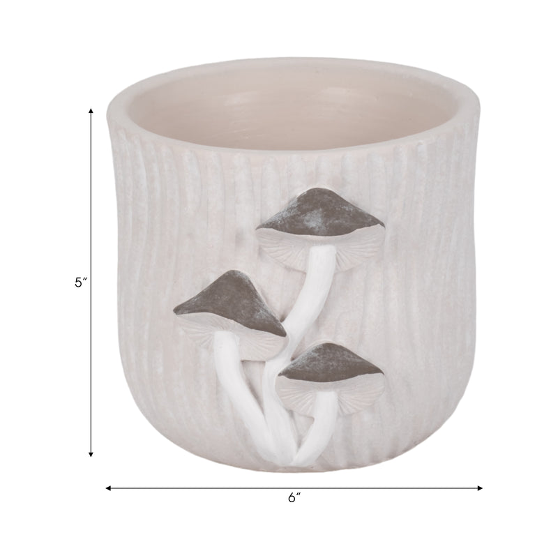 6 Mushroom Applique Planter, Grey