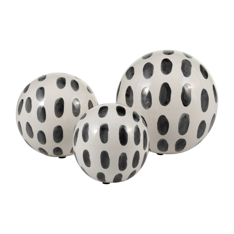 CER, S/3 4/5/6 SPOTTED ORBS, BLK/WHT