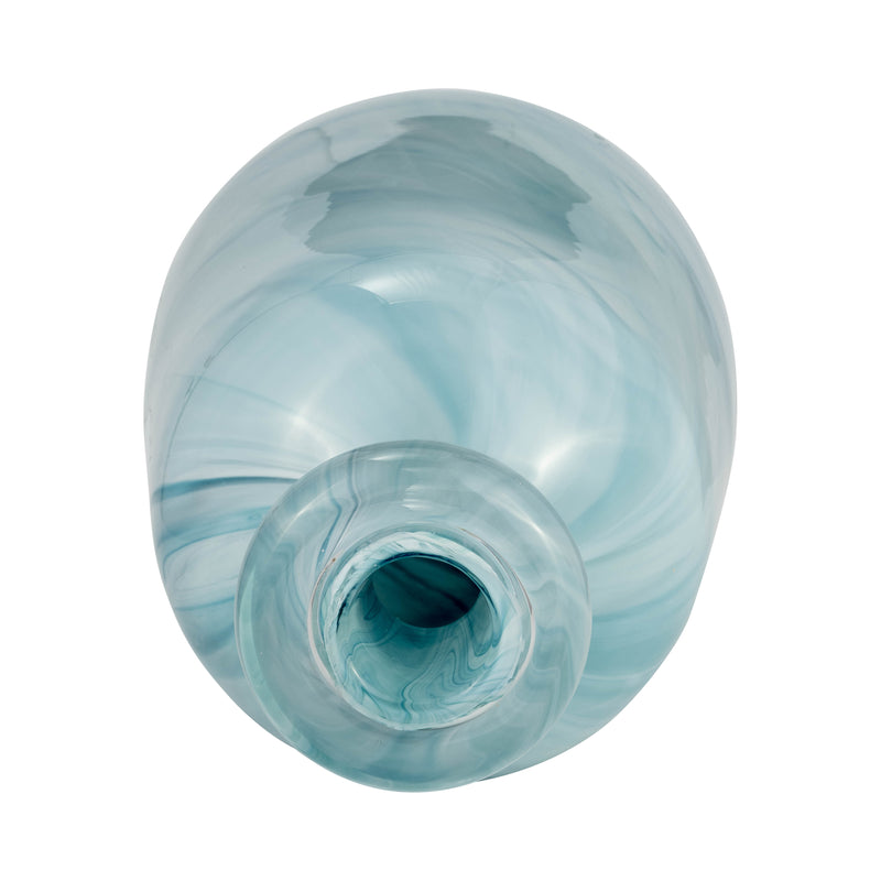 GLASS, 12H BOTTLE VASE, TEAL