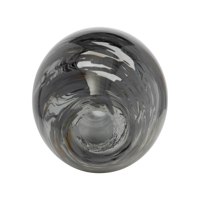 GLASS, 13H SWIRL VASE, BLACK