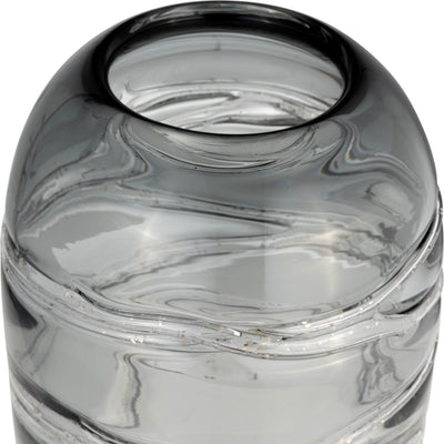 GLASS, 13H VEINED VASE, SMOKE