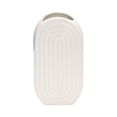 CER, 9 OVAL RIDGED VASE, WHITE