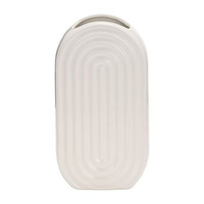 CER, 11 OVAL RIDGED VASE, WHITE