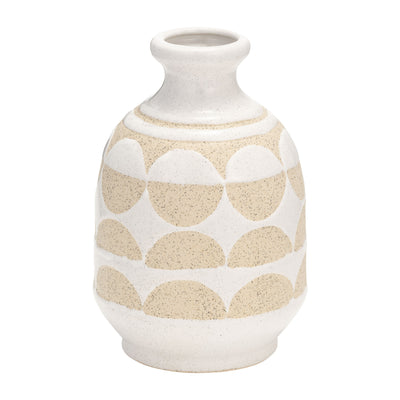 CER, 10H HALF CIRCLES VASE, IVORY