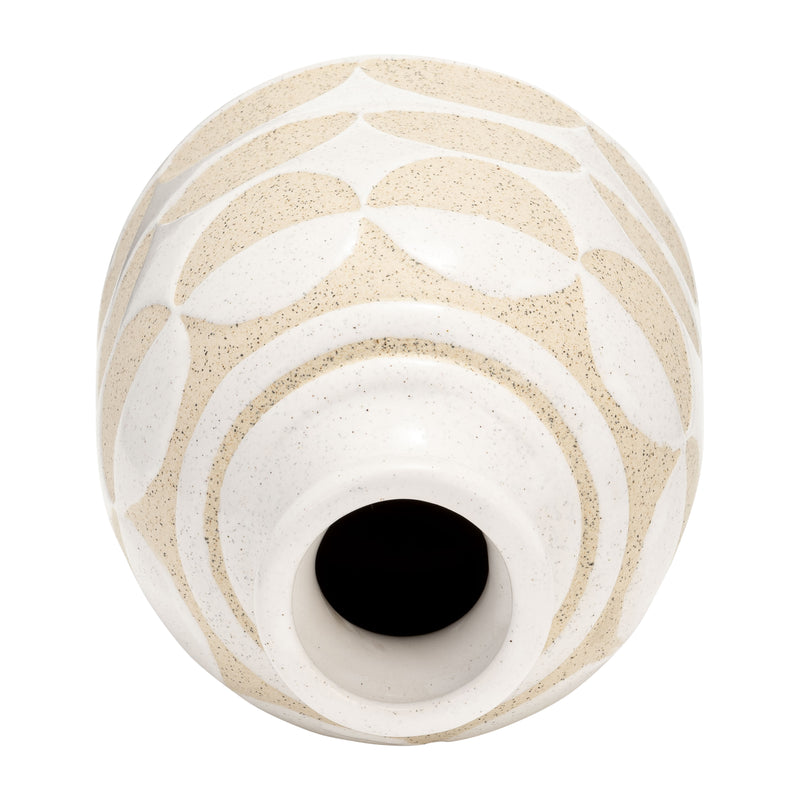 CER, 10H HALF CIRCLES VASE, IVORY