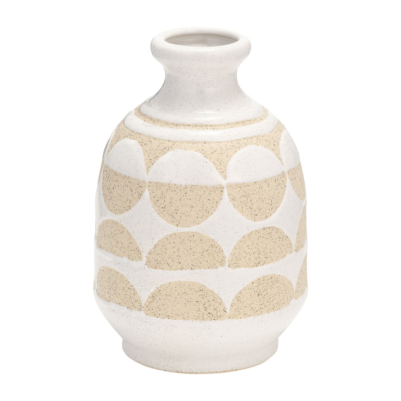 CER, 10H HALF CIRCLES VASE, IVORY