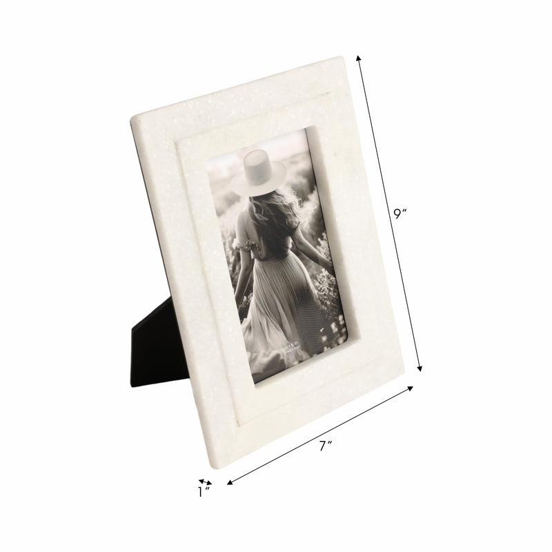 4x6 Marble Border Photo Frame, White