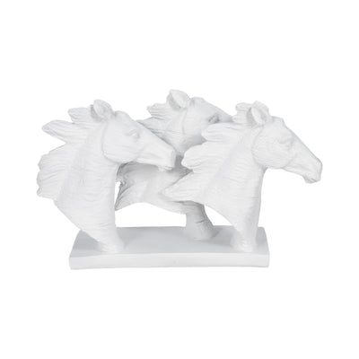 16 Horse Heads Sculpture Rough Texture, White