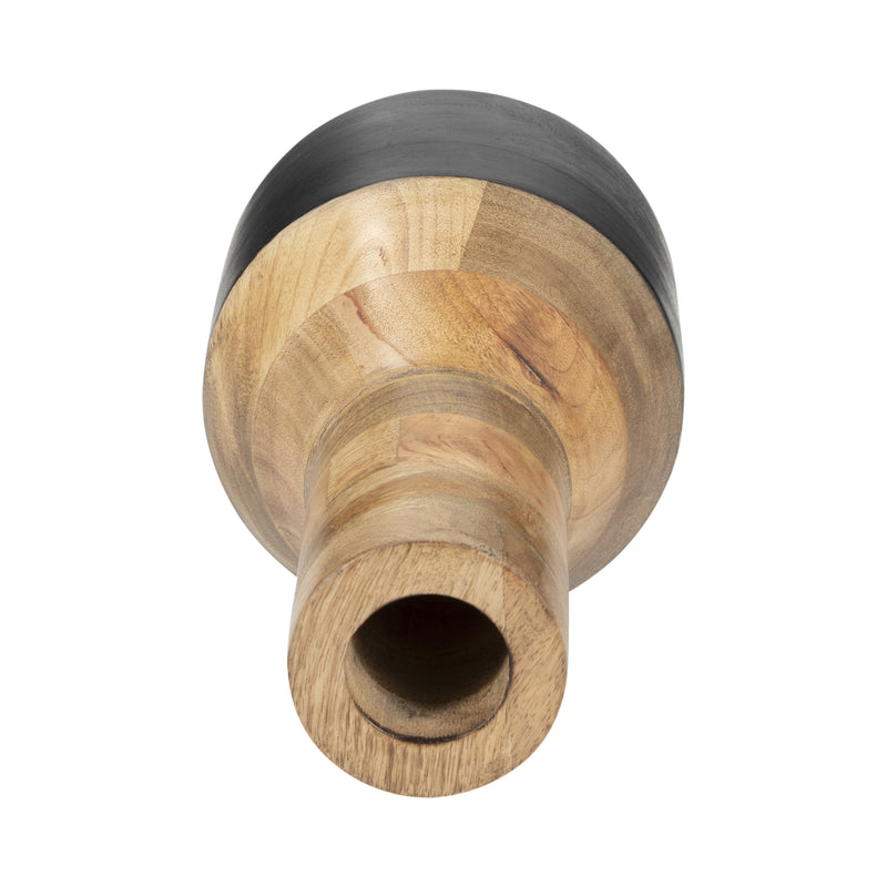 MANGO WOOD, 15 2-TONE VASE, BROWN/BLACK