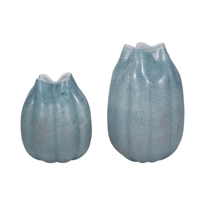 14 Glass Sea Urchin Vase, Blue