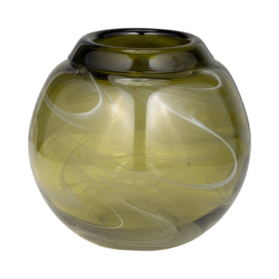 GLASS, 7 BOWL GREEN SWIRL