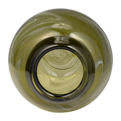 GLASS, 7 BOWL GREEN SWIRL