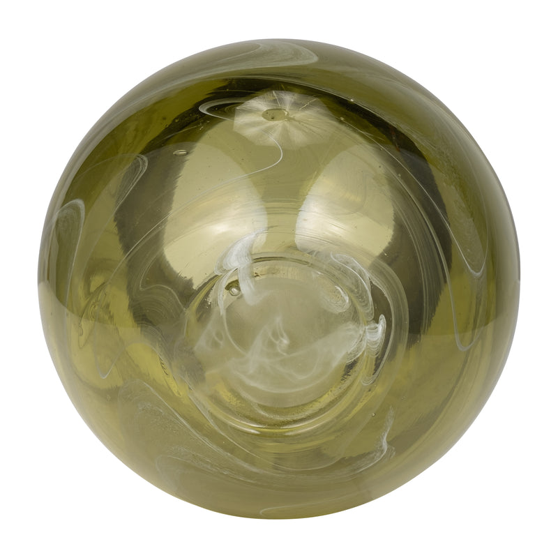 GLASS, 7 BOWL GREEN SWIRL