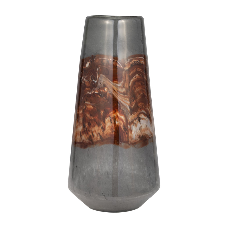 GLASS, 17 VASE GREY/BROWN