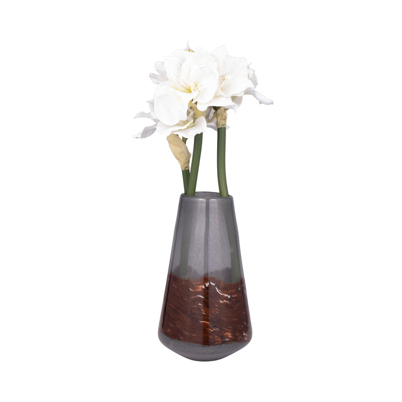 GLASS, 14 VASE GREY/BROWN