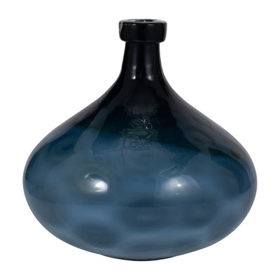 GLASS, 13 DIMPLE VASE BLUE