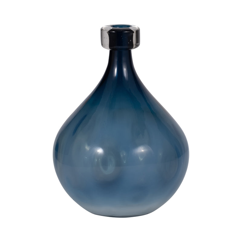 GLASS, 11 DIMPLE VASE BLUE